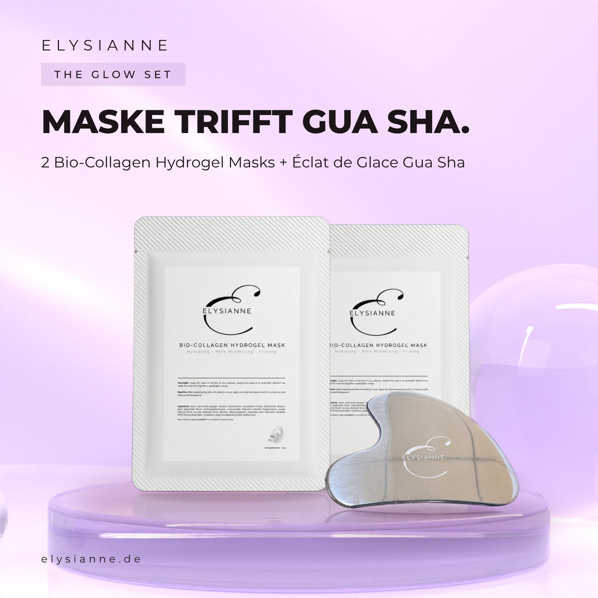 The Glow Set (2 Bio-Collagen Hydrogel Masks + Éclat de Glace Gua Sha)