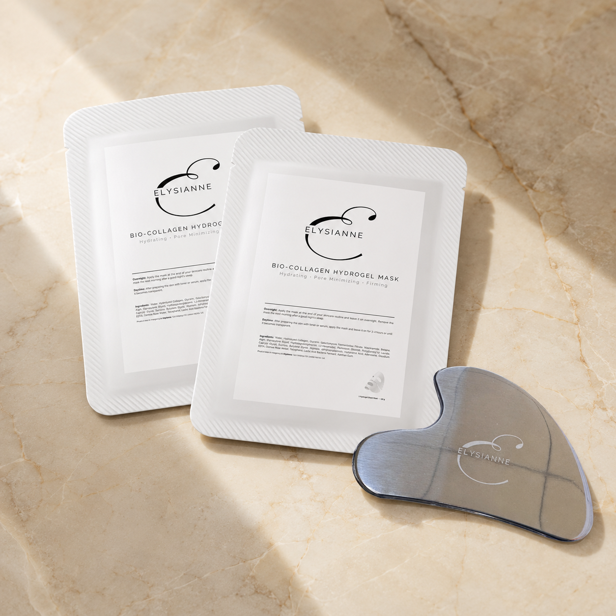 The Glow Set (2 Bio-Collagen Hydrogel Masks + Éclat de Glace Gua Sha)