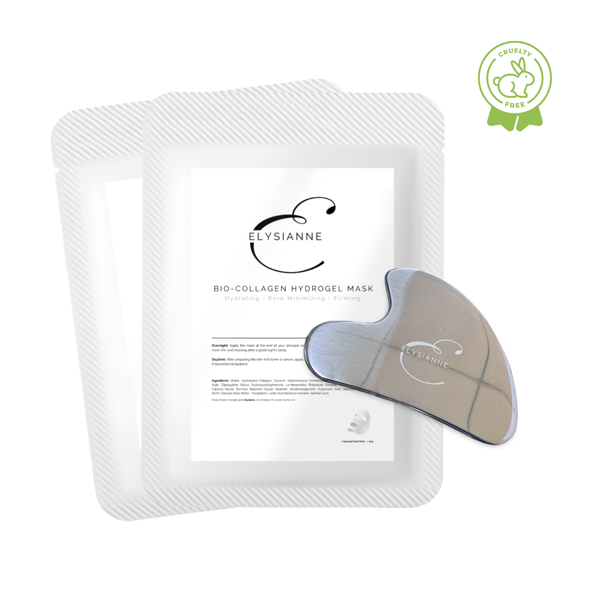 The Glow Set (2 organic collagen hydrogel masks + Éclat de Glace Gua Sha)