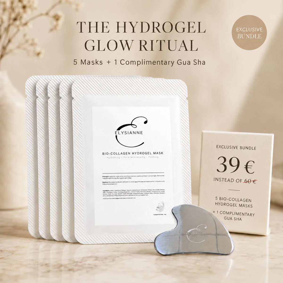 The Hydrogel Glow Ritual (5 Bio-Collagen Hydrogel Masks + Éclat de Glace Gua Sha)
