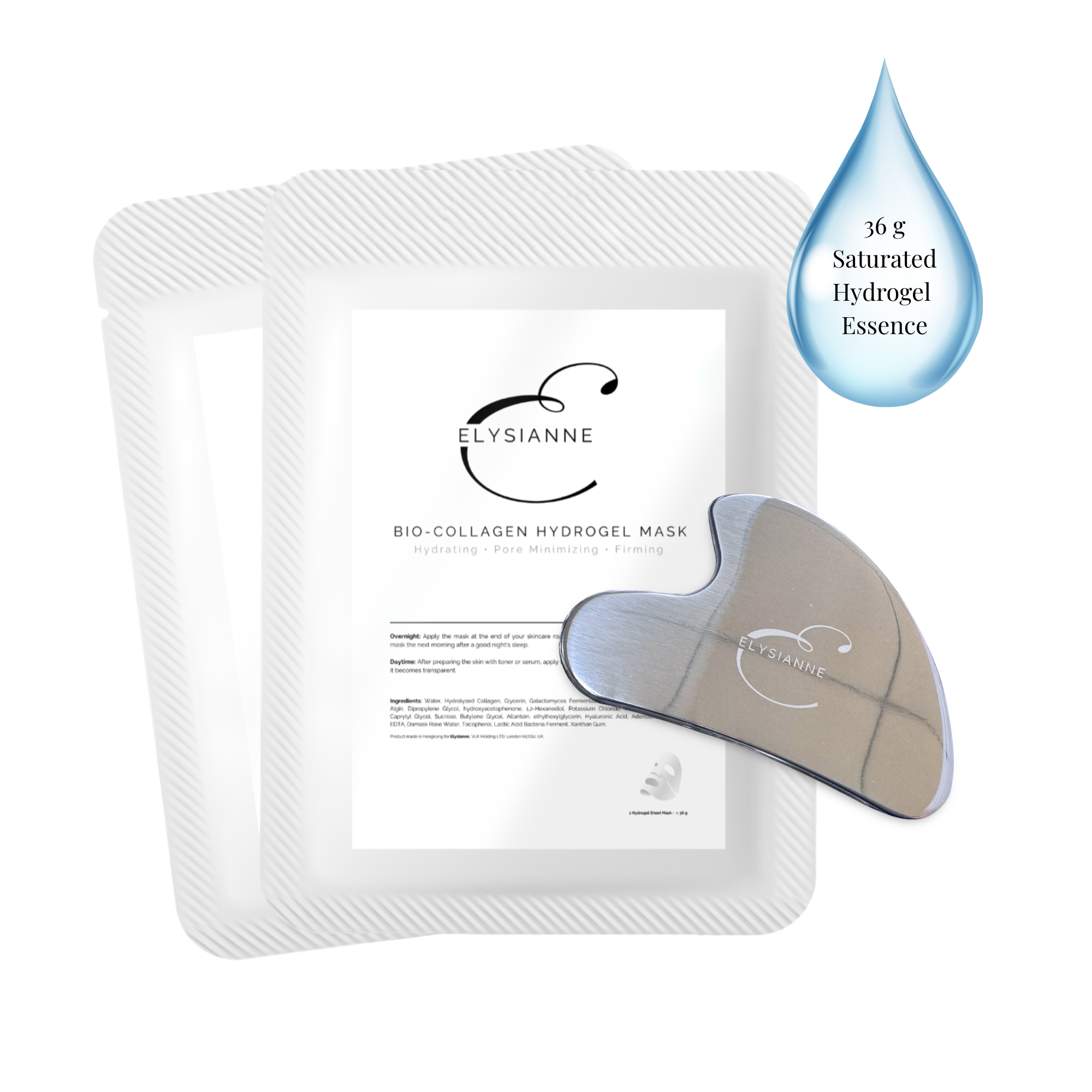The Glow Set (2 Bio-Collagen Hydrogel Masks + Éclat de Glace Gua Sha)