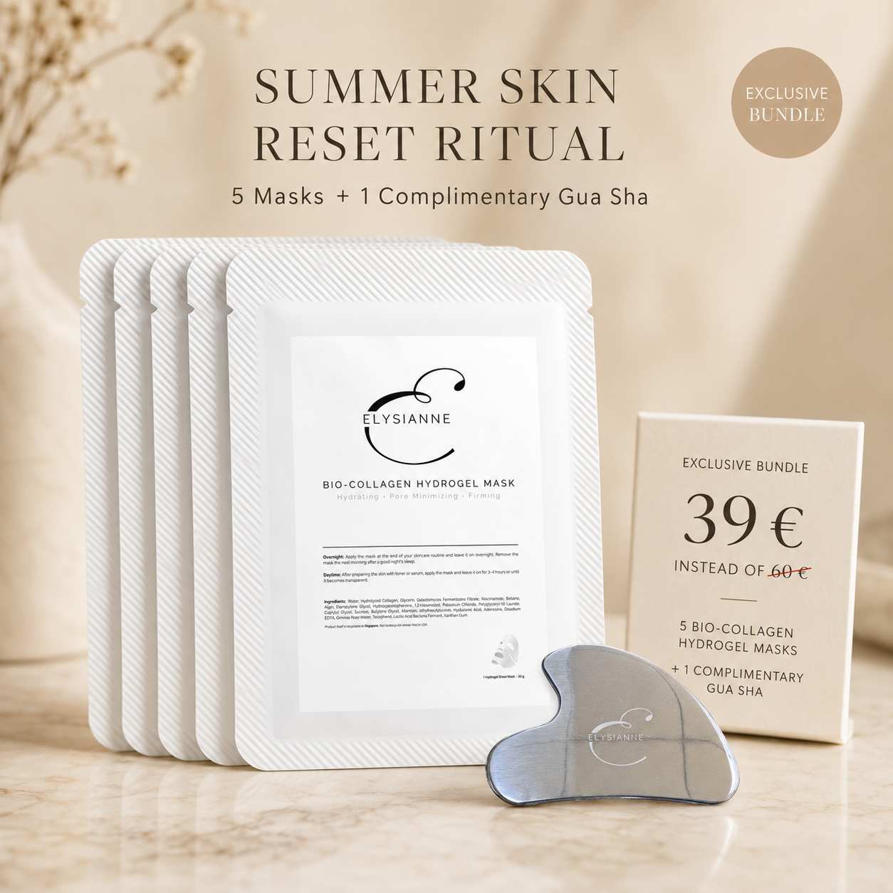 The Summer Skin Reset Ritual (5 Bio-Collagen Hydrogel Masks + Éclat de Glace Gua Sha)